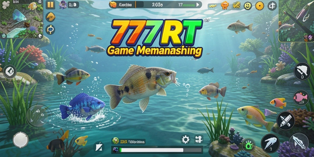 Tampilan gameplay menegangkan saat memancing di 777RT.