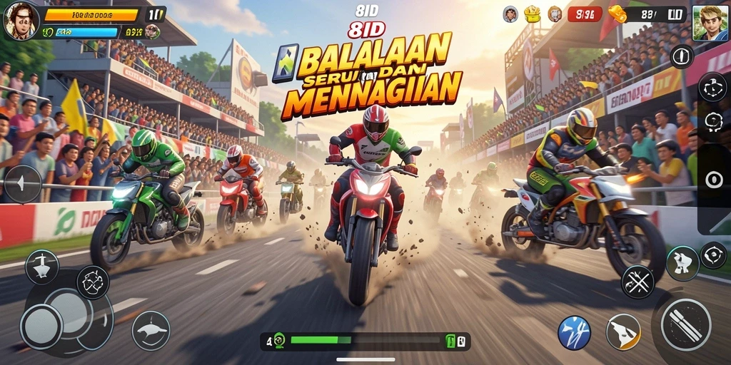 Screenshot gameplay Racing di 8ID yang menunjukkan adrenalin balapan.