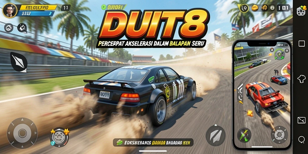 Tangkapan layar gameplay seru balapan di DUIT8.