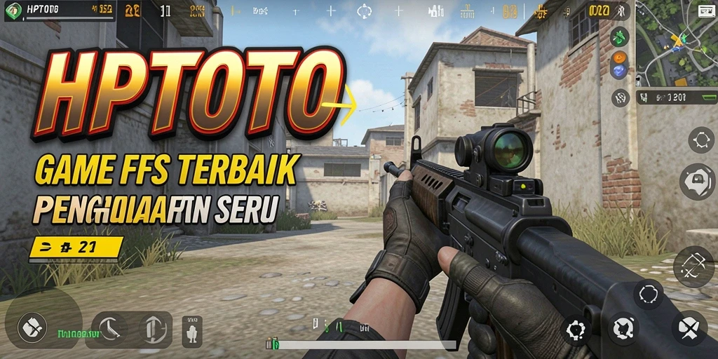 Screenshot HPTOTO menampilkan aksi tembak-menembak mendebarkan dalam mode FPS.