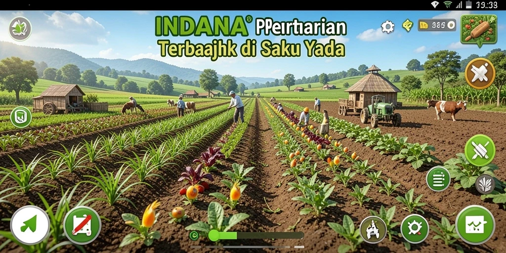 Screenshot gameplay INDAAA dengan aktivitas pertanian yang seru dan interaktif.