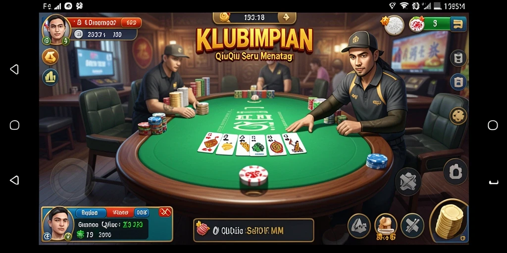 Screenshot gameplay KLUBIMPIAN menampilkan aksi permainan QiuQiu yang mendebarkan.