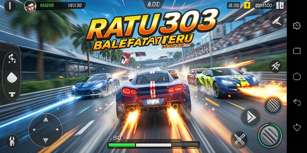 Tampilan gameplay seru dari RATU303 dengan aksi balapan yang mendebarkan.